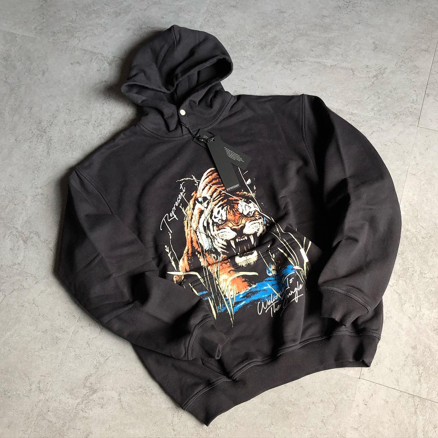 REPRESENT CLO. “WELCOME TO THE JUNGLE” VINTAGE BLACK HOODIE
