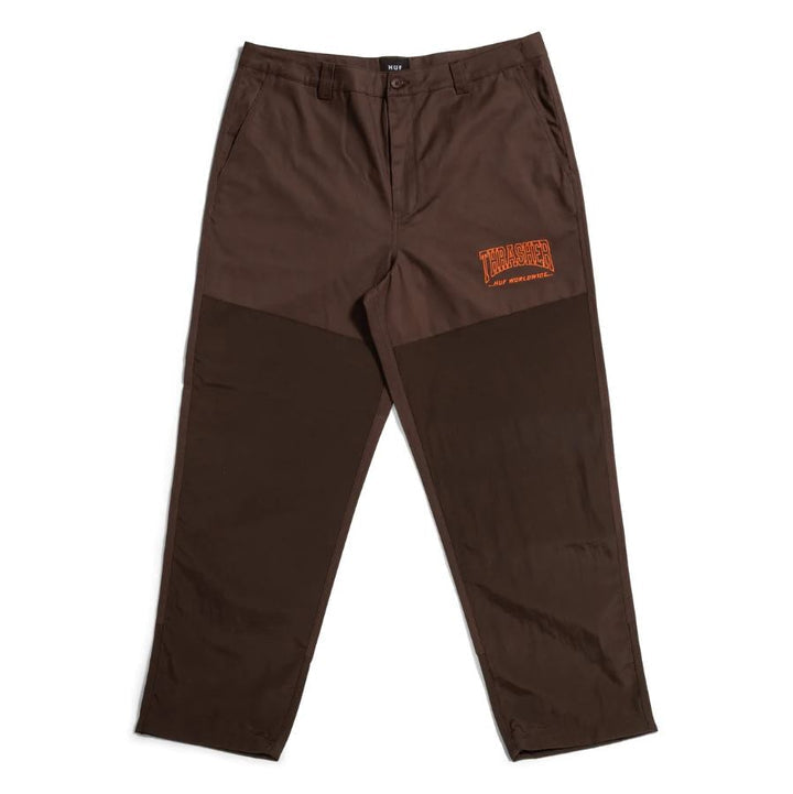HUF X THRASHER FIELD CREW PANTS CHOCOLATE