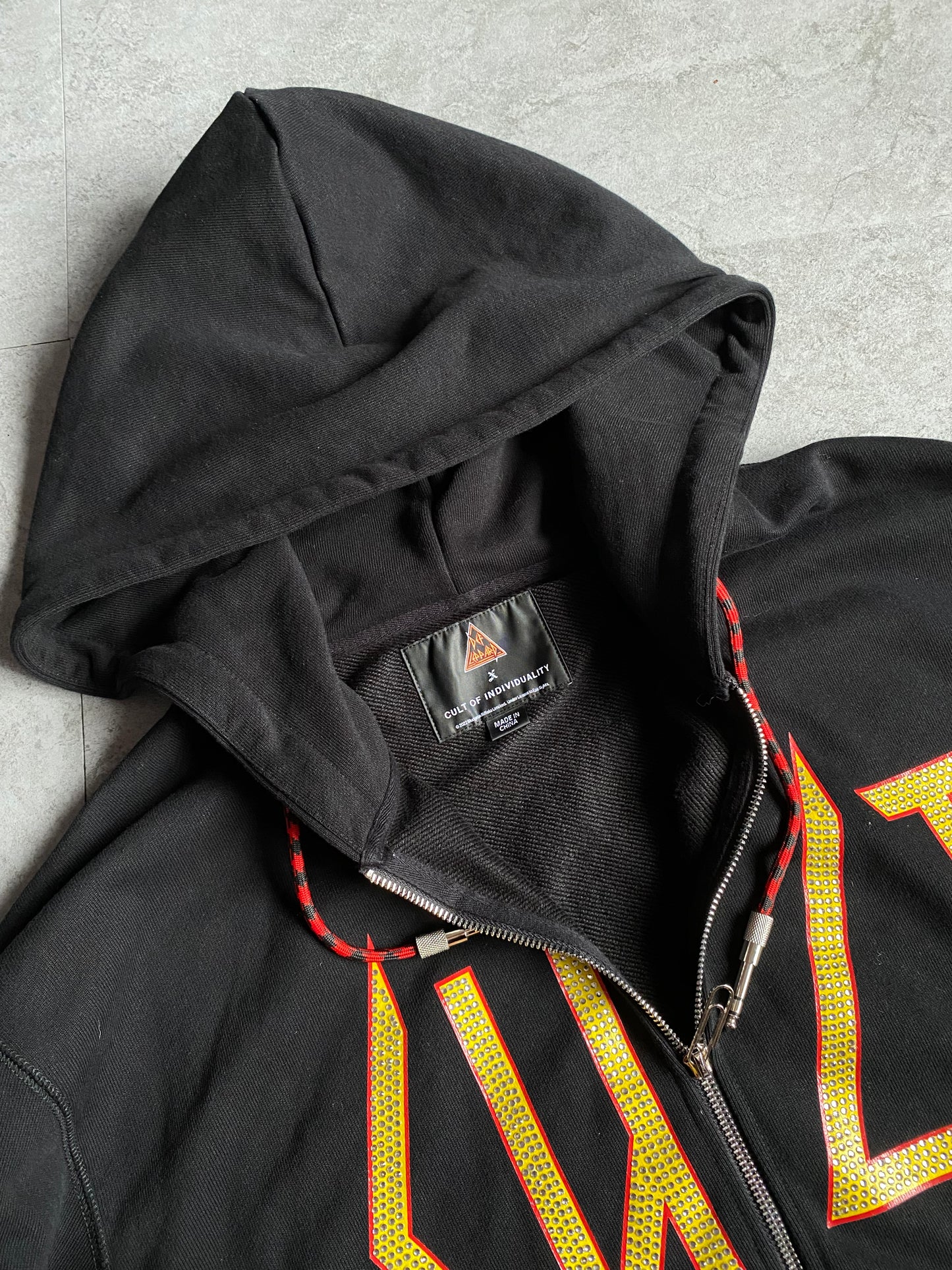 CULT OF INDIVIDUALITY x DEF LEPPARD RHINESTONES HEAVYWEIGHT ZIP HOODIE 💫