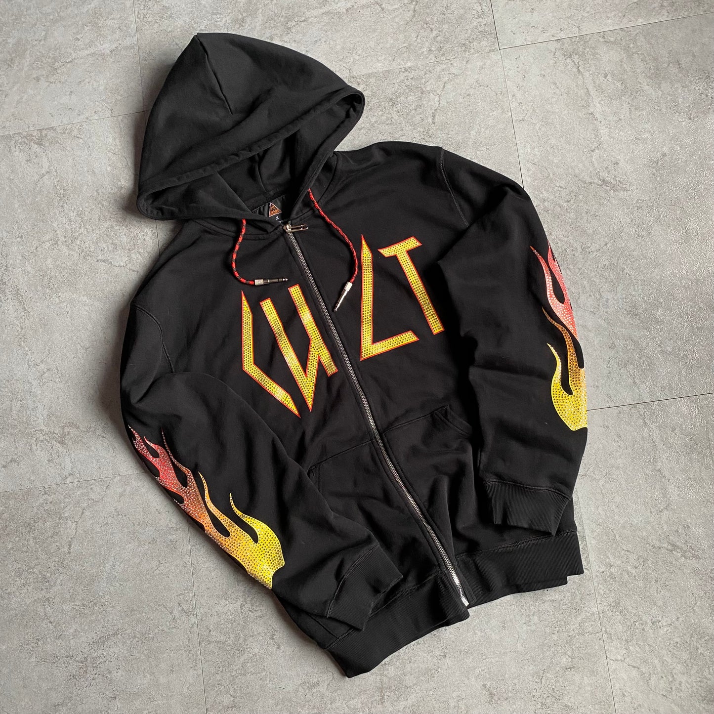 CULT OF INDIVIDUALITY x DEF LEPPARD RHINESTONES HEAVYWEIGHT ZIP HOODIE 💫