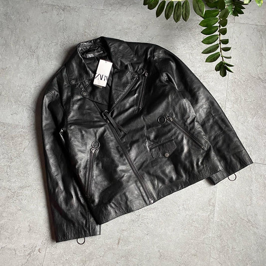 ZARA MEN OVERSIZED LEATHER JACKET